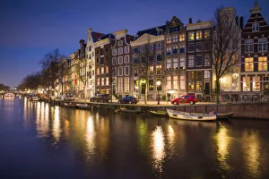 Netherlands, Amsterdam, along Prinsengracht canal, dusk Netherlands, Amsterdam, along Prinsengracht canal, dusk