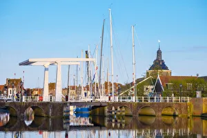 Netherlands, North Holland, Enkhuizen. Darwbridge in the Oude Haven (Old Harbor) Netherlands, North Holland, Enkhuizen. Darwbridge in the Oude Haven (Old Harbor)