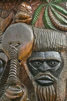 Images Dated 1st April 2008: New Caledonia, Grande Terre Island, Noumea, Polynesian Carving detail on the MWA KA