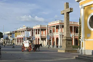 Nicaragua, Granada, Independence Plaza, Horse Carriage, Private Colonial Homes, Cruz Nicaragua, Granada, Independence Plaza, Horse Carriage, Private Colonial Homes, Cruz