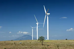 Nicaragua, Rivas, Windmills, Concepcion Volcano Nicaragua, Rivas, Windmills, Concepcion Volcano