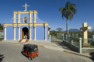 Nicaragua, San Juan de Oriente, Pueblo Blanco, Church, Mombacho Volcano, Three Wheeled Nicaragua, San Juan de Oriente, Pueblo Blanco, Church, Mombacho Volcano, Three Wheeled