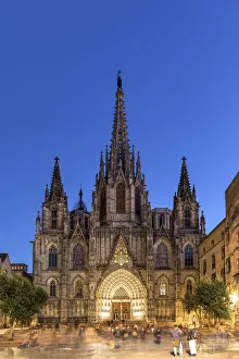Night view of the Cathedral of the Holy Cross and Saint Eulalia, Barcelona, Catalonia Night view of the Cathedral of the Holy Cross and Saint Eulalia, Barcelona, Catalonia