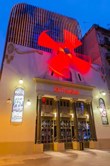 Night view of the famous El Molino cabaret theatre, Barcelona, Catalonia, Spain Night view of the famous El Molino cabaret theatre, Barcelona, Catalonia, Spain