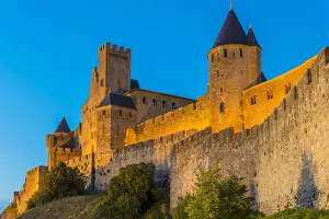 Night view of the medieval fortified city with Chateau Comtal, Carcassonne Night view of the medieval fortified city with Chateau Comtal, Carcassonne