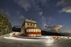 Night View of Hotel Belvedere and Furkapass Summer Print