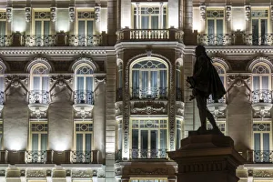 Night view of Plaza de Las Cortes, Madrid, Comunidad de Madrid, Spain Night view of Plaza de Las Cortes, Madrid, Comunidad de Madrid, Spain