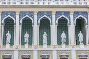 Nizami Museum of Azerbaijani Literature, statues of famous Azerbaijani writers, Baku Nizami Museum of Azerbaijani Literature, statues of famous Azerbaijani writers, Baku