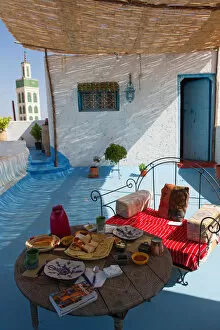 Meknes Collection: North Africa, Morocco, meknes district. Breakfast on the terrace of a riad
