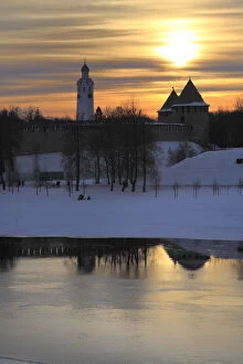 Images Dated 6th November 2012: Novgorod Kremlin and river Volkhov at sunset, Veliky Novgorod, Novgorod region, Russia