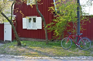 The old and peaceful backstreets of Sodermalm, with traditional wooden houses. Stockholm The old and peaceful backstreets of Sodermalm, with traditional wooden houses. Stockholm