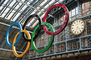 Olympic rings in St Pancras station, London, UK Olympic rings in St Pancras station, London, UK