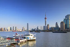 Oriental Pearl Tower on Pudong and buildings along Huangpu River, Shanghai, China Oriental Pearl Tower on Pudong and buildings along Huangpu River, Shanghai, China