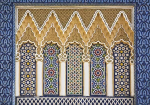 Fez Collection: Ornate detail with coloured tiles, Royal Palace, Fez-el-Jedid, Fez (Fes), Morocco