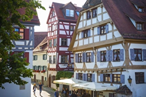 Ornate Half Timbered houses in Ulms Fishermen and Tanners district, Ulm, Baden-Wurttemberg Ornate Half Timbered houses in Ulms Fishermen and Tanners district, Ulm, Baden-Wurttemberg