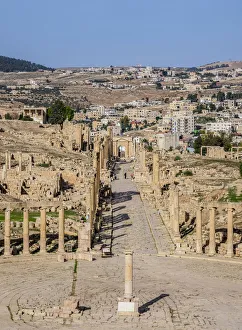 Oval Plaza, elevated view, Jerash, Jerash Governorate, Jordan Oval Plaza, elevated view, Jerash, Jerash Governorate, Jordan
