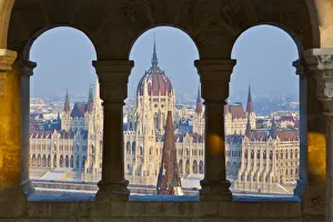 Overview of the Hungarian Parliament Building and the River Danube from Fisherman's Overview of the Hungarian Parliament Building and the River Danube from Fisherman's