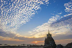 Pagoda at Chaung Tha Beach, Chaungtha at sunset, Pathein Township, Pathein District Pagoda at Chaung Tha Beach, Chaungtha at sunset, Pathein Township, Pathein District