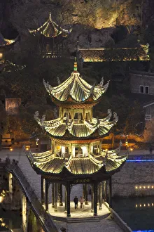 Pagoda at dusk, Zhenyuan, Guizhou, China Pagoda at dusk, Zhenyuan, Guizhou, China