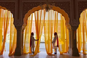 Palace attendents, Chandra Mahal (City Palace), Jaipur, Rajasthan, India Palace attendents, Chandra Mahal (City Palace), Jaipur, Rajasthan, India