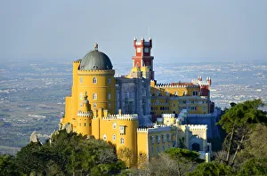 Palacio da Pena, built in the 19th century on the hills above Sintra, in the middle Palacio da Pena, built in the 19th century on the hills above Sintra, in the middle