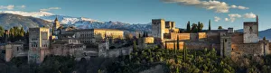 Panoramic view at sunset over the Alhambra palace and fortress, Granada, Andalusia, Spain Panoramic view at sunset over the Alhambra palace and fortress, Granada, Andalusia, Spain
