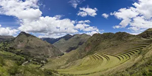 Panoramic view of terraces at Pisaq, Calca Province, Cuzco Region, Peru Panoramic view of terraces at Pisaq, Calca Province, Cuzco Region, Peru