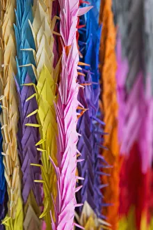 Paper cranes at Childrens Peace Monument in Peace Memorial Park, Hiroshima, Hiroshima Paper cranes at Childrens Peace Monument in Peace Memorial Park, Hiroshima, Hiroshima