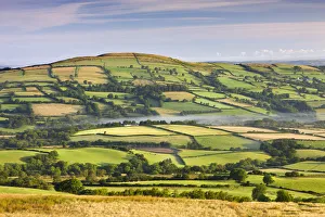 UK Rural Landscapes Prints: Patchwork fields and rolling countryside, Brecon Beacons National Park, Carmarthenshire