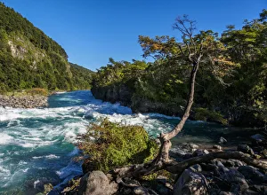 Petrohue River, Petrohue, Llanquihue Province, Los Lagos Region, Chile Petrohue River, Petrohue, Llanquihue Province, Los Lagos Region, Chile