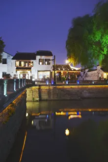 Pingjiang Road at dusk, Suzhou, Jiangsu, China Pingjiang Road at dusk, Suzhou, Jiangsu, China