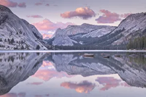 Pink sunset above a reflective Tenaya Lake, Yosemite National Park, California, USA Pink sunset above a reflective Tenaya Lake, Yosemite National Park, California, USA