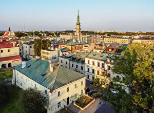 Poland, Lublin Voivodeship, Zamosc, Elevated view of the Old Town with City Hall Poland, Lublin Voivodeship, Zamosc, Elevated view of the Old Town with City Hall