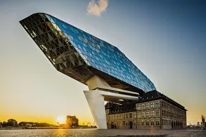 Port Authority buidling by Zaha Hadid architect at sunset in Antwerp, Belgium Port Authority buidling by Zaha Hadid architect at sunset in Antwerp, Belgium