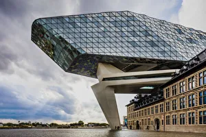 Port Authority by Zaha Hadid in Antwerp at sunset, Belgium Port Authority by Zaha Hadid in Antwerp at sunset, Belgium