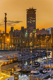 Port Vell at sunset, Barcelona, Catalonia, Spain Port Vell at sunset, Barcelona, Catalonia, Spain