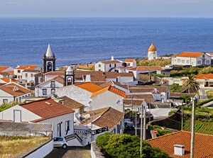 Portugal Collection: Portugal, Azores, Graciosa, Santa Cruz da Graciosa, Elevated view of the town