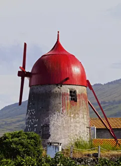 Portugal, Azores, Graciosa, Sao Mateus da Praia, Traditional windmill in Praia Portugal, Azores, Graciosa, Sao Mateus da Praia, Traditional windmill in Praia