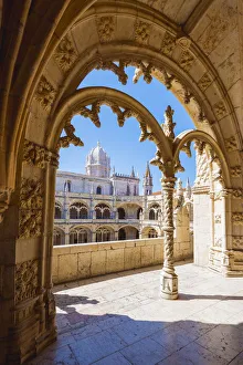 Portugal, Lisbon, Santa Maria de Belem. The gothic cloister of the Jeronimos Monastery Portugal, Lisbon, Santa Maria de Belem. The gothic cloister of the Jeronimos Monastery