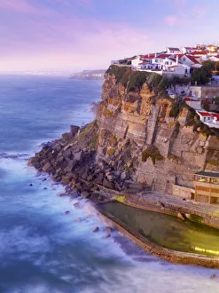 Portugal, Sintra, Azehas do Mar, Overview of town at dusk Portugal, Sintra, Azehas do Mar, Overview of town at dusk