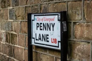 Prints of Penny Lane (made famous by the Beatles), Liverpool, Merseyside, England, UK Liverpool Prints: Penny Lane Print - A 2023 Lithograph of Liverpool Scene