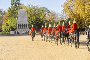 Changing Of The Guard Gallery: The Queens guards during the Changing of the Guard marching towards the Guards Memorial, London