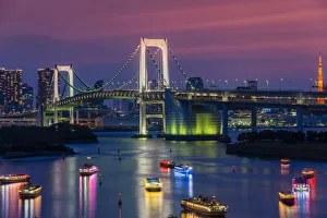 The Rainbow Bridge at dusk, Tokyo, Japan The Rainbow Bridge at dusk, Tokyo, Japan