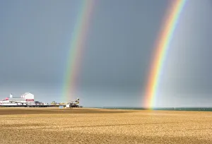 Rainbows above the beach, Great Yarmouth, Norfolk, UK Rainbows above the beach, Great Yarmouth, Norfolk, UK