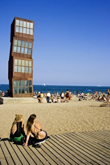 Rebecca Horns sculpture, The Wounded Star, (L«Estel Ferit) on Barceloneta Beach. Barcelona. Spain Rebecca Horns sculpture, The Wounded Star, (L«Estel Ferit) on Barceloneta Beach. Barcelona. Spain