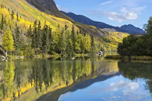 Reflection of mountain on Long Lake, Glenn Highway, Southcentral Alaska, Alaska, USA Reflection of mountain on Long Lake, Glenn Highway, Southcentral Alaska, Alaska, USA