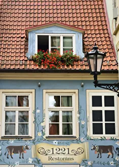 Detail of a restaurant in the Old Town, a Unesco World Heritage Site. Riga, Latvia Detail of a restaurant in the Old Town, a Unesco World Heritage Site. Riga, Latvia