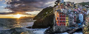 Riomaggiore at Sunset, Cinque Terre, Liguria, Italy Riomaggiore at Sunset, Cinque Terre, Liguria, Italy