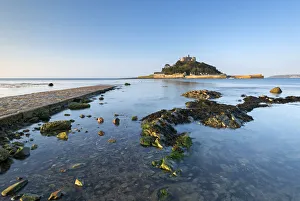 Rising tide floods Mounts Bay and the stone causeway at St Michaels Mount, Marazion Rising tide floods Mounts Bay and the stone causeway at St Michaels Mount, Marazion