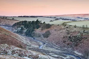 River Barle in the Cornham Brake valley on a frosty winter morning, Simonsbath River Barle in the Cornham Brake valley on a frosty winter morning, Simonsbath